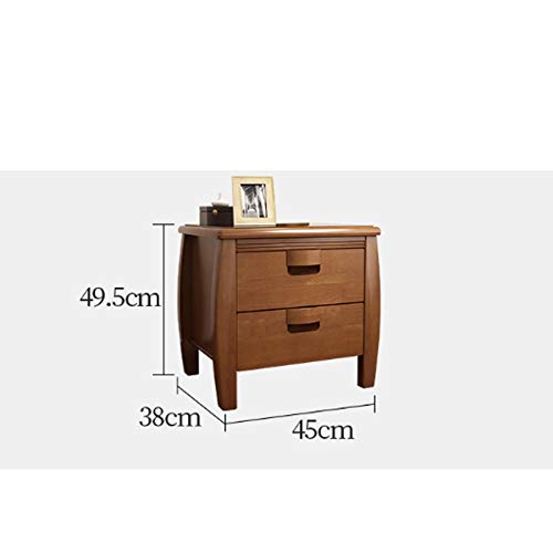 maozi Solid Wood Double Drawer Design Bedside Table, Mini Antique Simple Bedside Table