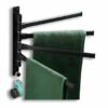 Swivel Towel Rack, Sviwel Towel Bar for Bathroom, Aluminum 4-Arm Towel Bar, Space Saving Wall Mounted Towel Holderwith Hook, Rustproof Swing Out