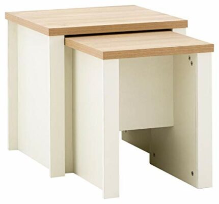 GFW Lancaster 2 Wooden Coffee Suitable for Living Room Hallway Kitchen Or Office Nesting Tables Perfect for Storage Contrast Top, Wood, Cream/Oak