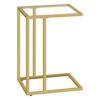 HOOBRO C Shaped Side Table, Tempered Glass Gold Side Table, Under Sofa Table, Small Coffee Snack Table for Small Spaces, Laptop End Table for Liv