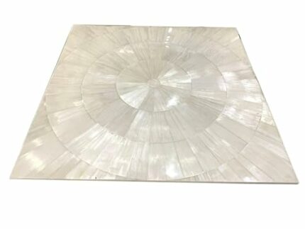 Gifts And Artefacts 36 x 36 Inches Square Shape Selenite Stone Dining Table Top Resin Art with Semi Precious Gemstone Kitchen Table