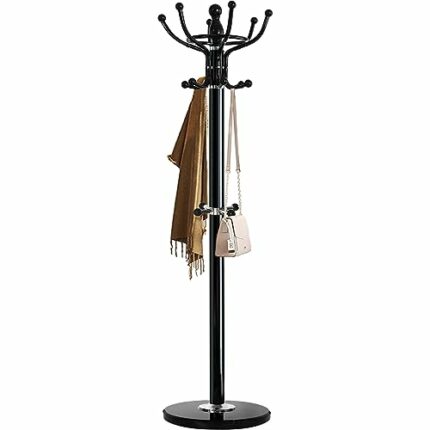 Kertnic Metal Coat Rack Freestanding 16 Hooks, Entry-way Coat Racks Stand with Natural Marble Base Hall Tree, Easy Assembly for Coat Tree Hats Ha