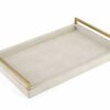 WV Decorative Tray Dark Grey Faux Shagreen Leather with Brushed Gold Stainless Steel Handle ,Serving Tray for Coffee Table, Ottoman in Living Roo