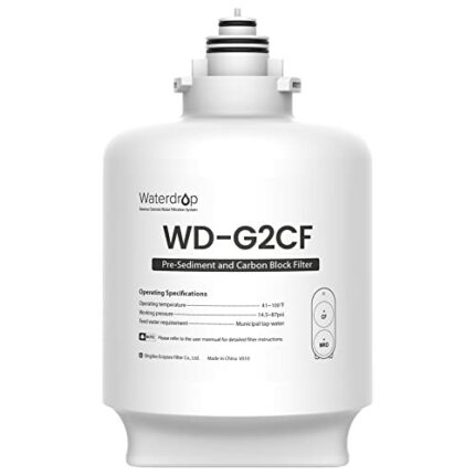 Waterdrop WD-G2CF Filter, 12-Month Lifetime, Replacement for WD-G2-B, WD-G2-W Reverse Osmosis System (Package May Vary)