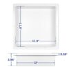 Bernkot Stainless Steel Shower Niche 12" X 12" White Rimless No Tile Needed Recessed Shower Shelf for Bathroom Storage