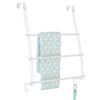 mDesign Over the Door Towel Rack with Hooks - Modern Bathroom Towel Rack with 2 Hooks for Bathroom Storage - Perfect Bathroom Hanging Towel Stora