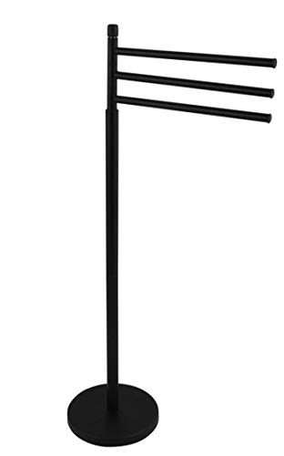 MSV Ella Towel Stand with 3 Moveable Towel Rails for Bath Towels and Other Textiles Towel Rail in Stainless Steel with Swivelling Rods Also as Sm