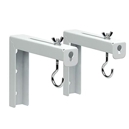 Morobor Universal Projector Screen L-Bracket Wall Hanging, 2pc Adjustable Extension with Hook Manual, Wall or Ceiling Mount - Includes Hooks and