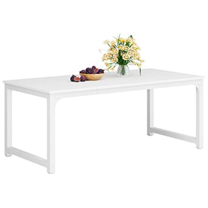 LITTLE TREE 70.9 Inch Large Dining Table Rectangular Kitchen Furniture for 6 to 8 People, White