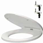 Toilet Seat with Soft Close Quick Release for Easy Clean Oval Toilet Seat Standard Size Toilet Seat Durable Loo Seat Comes with Two Fitting Optio