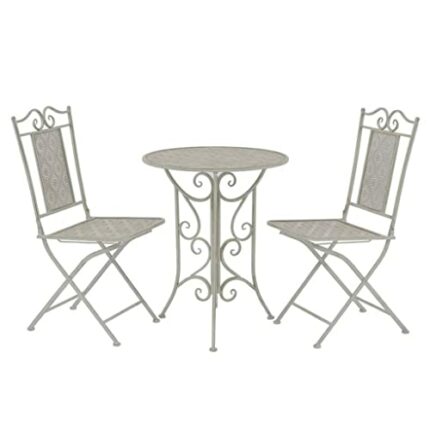 WODMB 3 Piece Bistro Set Steel Garden Chairs and Table Set Outdoor Furniture Minimalist Modern (Color : B, Size : One size)