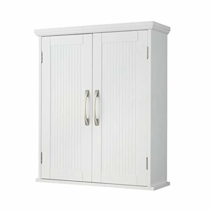 Teamson Home Wooden Bathroom Wall Medicine Cabinet With Adjustable Shelves White EHF-F0007