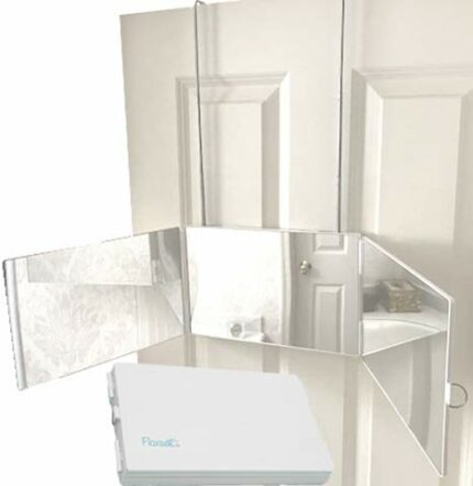 Floxee Portable Tri-Fold Mirror Home/Travel (White) 3 Way Mirror Hair, Makeup Mirror, Back of Head, Coloring, Styling, Cutting, Gifts for Men/Wom