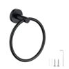 Stainless Steel Towel Ring, Black Matte Bathroom Kitchen Towel Holder, Bathroom Accessories Hanging Towel Hanger Round Towel Rack 6.49in/16.5cm