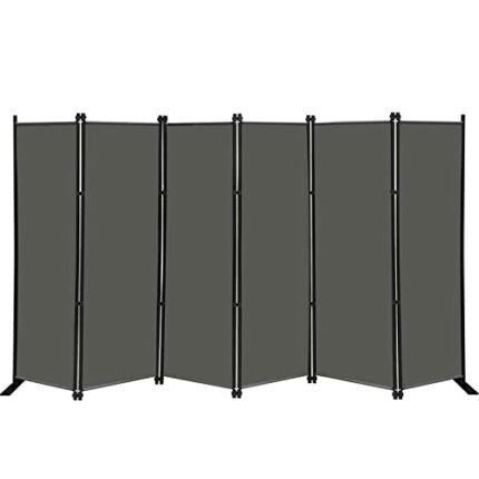 6 Panel Folding Privacy Screen, 10 ft. Extra Wide Partition Room Divider Portable Office Walls Dividers Room Separator, Grey