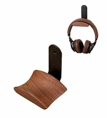 Headphone Hook Holder Hanger Mount,Headset Stand Hook Wall Mount Walnut Wood Headphone Holder for Audio,Studio &PC Gaming Headphones (walnut)