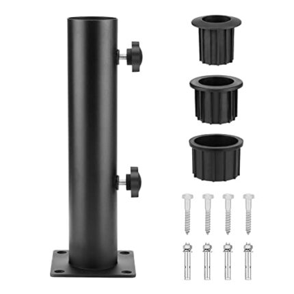 SLIIMU Deck Umbrella Mount Outdoor, 2.16'' Diameter In Wood Ground Flag Pole Holder, Bolt Down Windsock Pole Base Bracket, Adjustable Patio Table