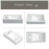 MEJE 41x23 cm Wall Hung Basin Sink Combo, Small Cloakroom Basin, Rectangle Ceramic Bathroom Wash Basin - Left Hand Sink Set (Include Faucet & Pop