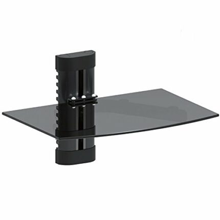 Maclean MC-663 Single Tier Wall Floating Glass Shelf Support DVD Console PS3 Xbox