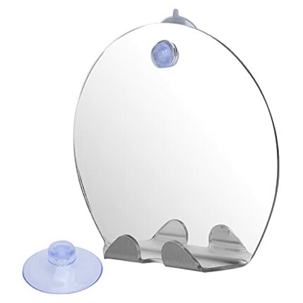 Shaving Mirror, Fogless Practical Wall Hanging Bathroom Mirror with Holder Suction Cup for Makeup for Shaving for Shower