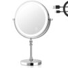UUCOLOR Makeup Mirror with Lights USB Rechargeable 8 Inch 3 Color Lights Two Sided 1X/10X Magnification LED Vanity Mirror Touch Control 360°Rotat