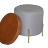 ASPECT Valentine Round Ottoman With Tray Top (Light Grey Linen)