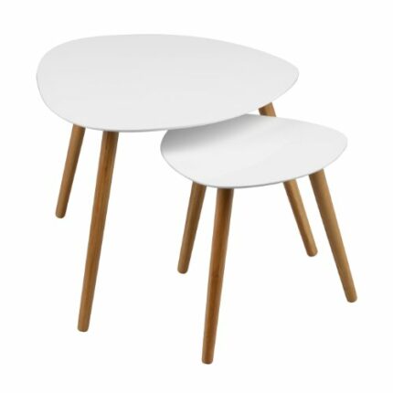 Premier Housewares Nest of Two Triangular Coffee Table for Living Room White Garden Coffee Table High Gloss Small Coffee Table Coffee Tables 48x6