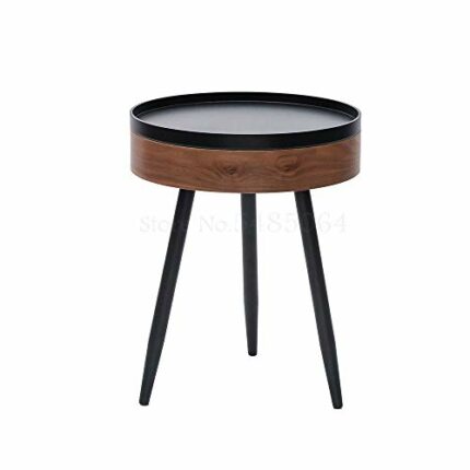 N/A Small Round Table Wind Sofa Small Coffee Table Side Table Corner With Storage Iron Legs Bedroom Bedside Table Storage