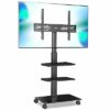 FITUEYES Rolling TV Stand on Wheels for 32 to 60 Inch TVs Portable Mobile TV Stand TV Trolley Swivel Height Adjustable Cable Management 2 Removab