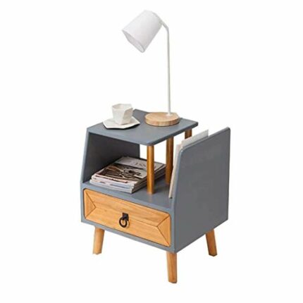 JJZXD End Table with Drawer 1-Tier, Nightstand Table for Bedroom Living Room, Design, Sturdy Easy Assembly