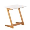 Zoopolyn Tv Tray Table Bamboo Tv Dinner Table Z Shaped end Table for Sofa Couch Laptop Living Room Bedroom White