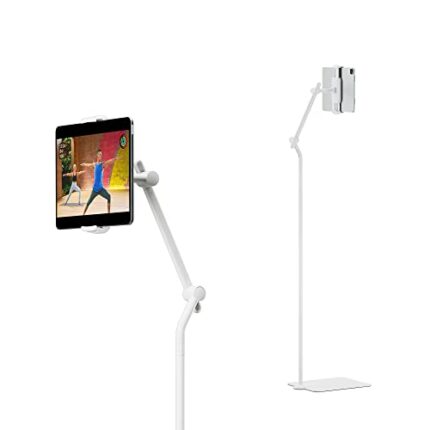 Twelve South HoverBar Tower | Multi-Angle Universal Tablet & iPad Floor Stand Holder For Apple Fitness+, Peloton/Stationary Bikes , Exercise and