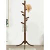 Coat Rack Freestanding Bamboo Coat Tree Rack with 8 Leaf Hooks, 3-Size Height Adjustable for Adults & Kids, Clothes Hanger Stand for Jacket, Hat,