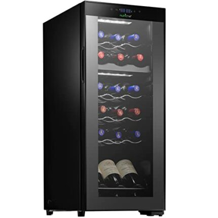 18 Bottle Wine Cooler Refrigerator - White Red Wine Fridge Chiller Countertop Wine Cooler, Freestanding Compact Mini Wine Fridge 18 Bot w/Digital