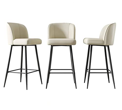 ADEADE 65cm Height Leather Barstools Set of 2 Island Bar Chairs with Back Bar Stools Counter Height Carbon Steel Metal Legs Upholstered Seat for