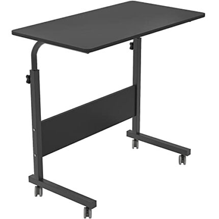 DlandHome Mobile Side Table 31.4 Inches w/Wheels Adjustable Movable Portable Laptop Computer Stand for Bed Sofa, Black, 05-1