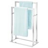mDesign Towel Holder — 2-Bar Towel Rail for Bathroom Storage and Organisation — Freestanding Towel Rack for Bath, Hand and Face Towels — Matte Bl