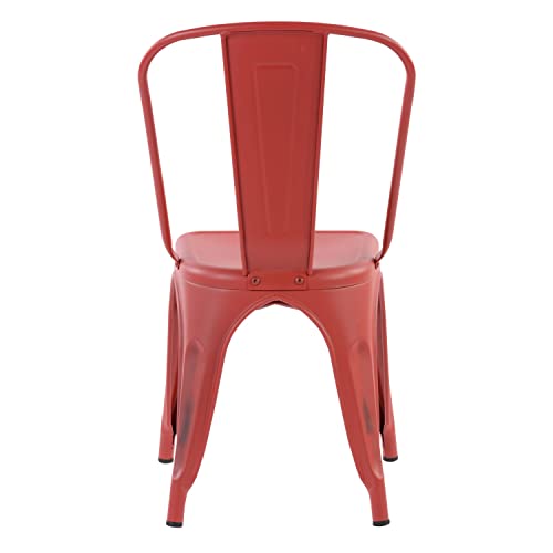 FurnitureR Dining Chair, Metal Rubber, Red