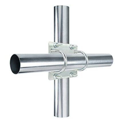 Antenna Mast Clamp Cross-Over Bracket Kit with U Bolts for 1"-1.8" OD Poles, Heavy Duty Antenna Pole Mounting Hardware for MINO Yagi TV Antennas,