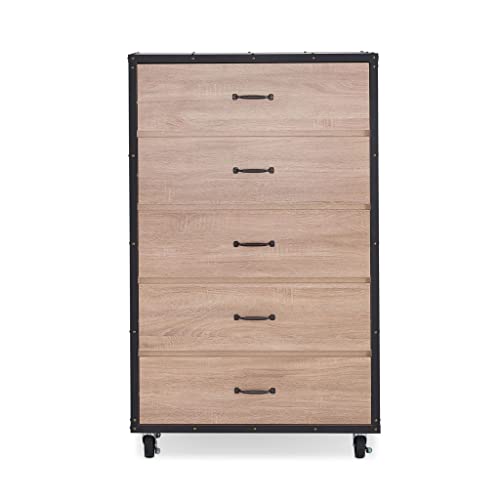 FGHOEV Chest In Weathered Light Oak Chest Of Drawers Suitable For Bedroom Living Room