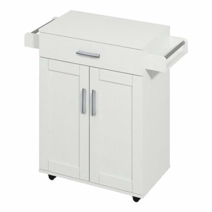 JJZXD Solid Wood American Household Mobile Hand-push Kitchen Multifunctional Sideboard Snack Food Cart Hotel Commercial