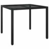 vidaXL Garden Dining Set 5 Piece, Table and Chairs with Cushions, Outdoor Lounge Set for Patio, Dinner Table Set, Modern Style, Black Poly Rattan