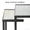 Penguin Home Set of 2 White Real Marble Side Table with Black C Shape Metal Stand Stylish Modern Coffee End Bedside Table Bedroom Living Room Off