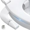 BYRISON Bidet Attachment for Toilet UK, Ultra-Slim Bidet with Dual Nozzle (Feminine/Posterior Wash),WC Toilet Seat Bidet with Brass Inlet and Met