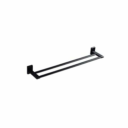 N/A Bathroom Shelf Towel Rack, Towel Rack with Wall-mounted Towel Bar, Stainless Steel Matte Black Finish - Towel Rail