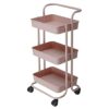 UXZDX Kitchen furniture Multi-Layer Steel Frame Wood Partition Multifunction Organizer Cart With Wheels Kitchen trolley (Color : A, Size : 3-Tier