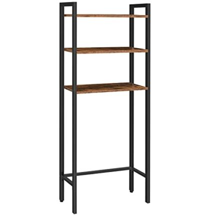 HOOBRO Over Toilet Storage Unit, 3-Tier Bathroom Shelves, Industrial Bathroom Organizer Over The Toilet, Toilet Storage Rack, Rustic Brown EBF41T