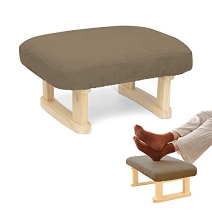 TANOSAN Wooden Foot Stool, 17 Inches Small Step Stool with Non-Slip Pad, Rectangular Sofa Footrest Soft Seat Pouf Ottoman for Living Room, Couch,