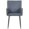 vidaXL 6x Dining Chairs with Armrests Dining Room Home Furniture Dinner Chair Kitchen Chair Armchair Bedroom Restaurant Chair Grey Faux Suede Lea