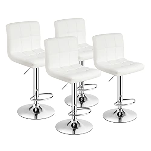 LUKEO Set of 4 Adjustable Bar Stools PU Leather Swivel Kitchen Counter Pub Chair (Color : 3-pack, Size : Light Grey)